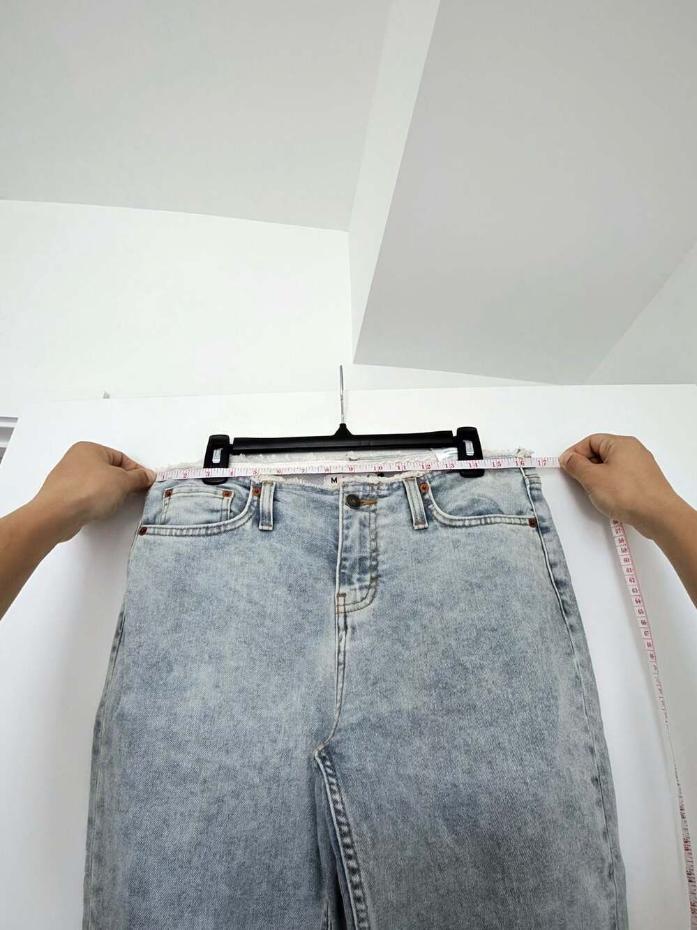 Motel Denim Size S Acid Wash Raw Hem Flare Jeans - Picture 4 of 7